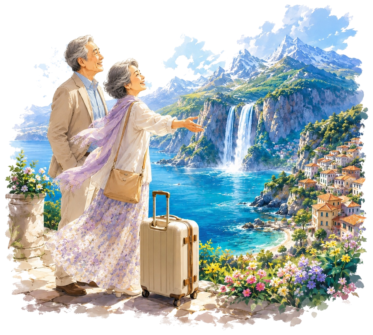 世界の絶景を見る旅へ出かけるイメージ