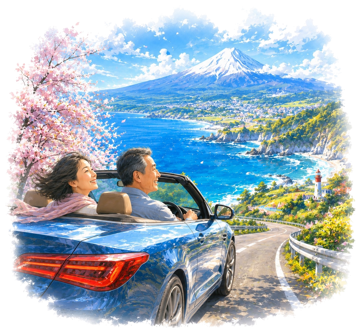 欲しかった車で気ままにドライブするイメージ
